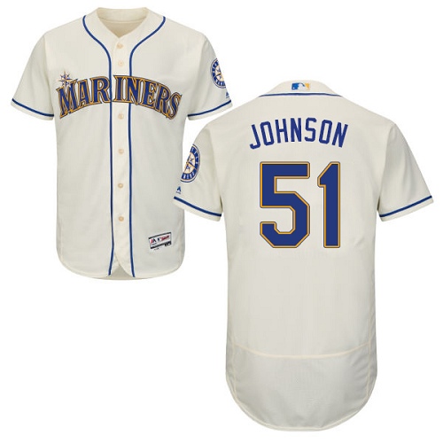 Mariners #51 Randy Johnson Cream Flexbase Authentic Collection Stitched MLB Jersey - Click Image to Close